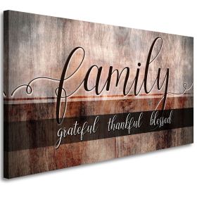 Family Grateful Thankful Blessed Canvas Wall Decor|