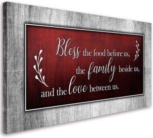 Christian Wall Art Red and Grey Canvas Prints Bless The Food