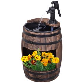 Rustic Apple Barrel Water Fountain Pump Outsunny 23" H Wood and Metal