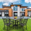 MEOOEM Patio Dining Chairs Set of 2 Outdoor Metal Stackable Arm Chairs