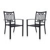 MEOOEM Patio Dining Chairs Set of 2 Outdoor Metal Stackable Arm Chairs