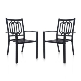 MEOOEM Patio Dining Chairs Set of 2 Outdoor Metal Stackable Arm Chairs