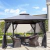10x10 Outdoor Patio Gazebo Canopy Tent With Ventilated Double Roof And Mosquito net(Detachable Mesh Screen On All Sides),Suitable for Lawn, Garden