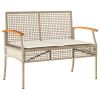 Patio Bench with Cushion Beige Poly Rattan Acacia Wood