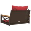 Swing Bench with Cushions Brown 24.8"x24.4"x15.7" Poly Rattan
