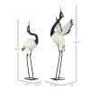 Outsunny Heron Garden Statues, 35.5" & 40.5" Standing Bird Sculptures, Metal Set of 2