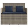 Patio Bench with Cushions Gray Poly Rattan