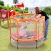 55'' Toddlers Trampoline with Safety Enclosure Net and Balls, Indoor Outdoor Mini Trampoline for Kids