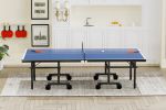Table Tennis Table - 15mm Professional MDF Indoor Table Tennis Table with Table Tennis Net and Bats etc. Quick Assembly, Single Training Table
