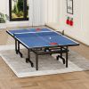 Table Tennis Table - 15mm Professional MDF Indoor Table Tennis Table with Table Tennis Net and Bats etc. Quick Assembly, Single Training Table