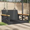 Swing Bench Black 24.8"x24.4"x15.7" Poly Rattan