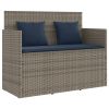 Patio Bench with Cushions Gray Poly Rattan