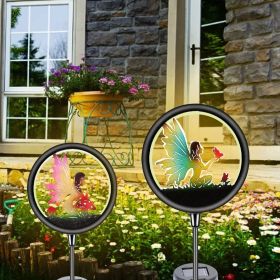 2pcs Fairy Solar Light Garden Decor; Fairy Decorative Garden LED Stake Lights For Walkway Yard Lawn Patio