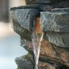 52" Tall 5-Tier Polyresin Fountain, Natural Rock Stone Water Feature for Patio & Backyard, Large Freestanding Fountain with LED Light