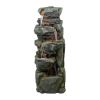 52" Tall 5-Tier Polyresin Fountain, Natural Rock Stone Water Feature for Patio & Backyard, Large Freestanding Fountain with LED Light