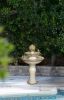 15.7x15.7x26.4" Decorative Two-Tiered White Outdoor Water Fountain with Bird Accents
