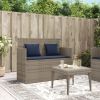 Patio Bench with Cushions Gray Poly Rattan