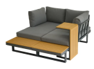 Aluminum Patio Furniture Set, Outdoor L-Shaped Sectional Sofa with Plastic Wood Side Table and Soft Cushion for Backyard Poolside
