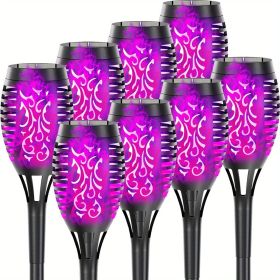 Solar Outdoor Lights, 12LED Solar Torch Lights With Flickering Flame (Color: Purple Light, size: 8pcs)