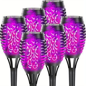 Solar Outdoor Lights, 12LED Solar Torch Lights With Flickering Flame (Color: Purple Light, size: 6pcs)