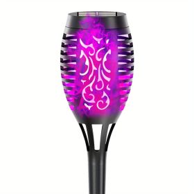 Solar Outdoor Lights, 12LED Solar Torch Lights With Flickering Flame (Color: Purple Light, size: 1pc)