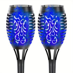Solar Outdoor Lights, 12LED Solar Torch Lights With Flickering Flame (Color: Blu Ray, size: 2pcs)