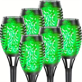 Solar Outdoor Lights, 12LED Solar Torch Lights With Flickering Flame (Color: Green Light, size: 6pcs)