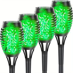 Solar Outdoor Lights, 12LED Solar Torch Lights With Flickering Flame (Color: Green Light, size: 4pcs)
