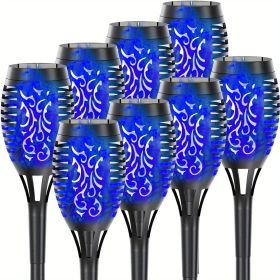 Solar Outdoor Lights, 12LED Solar Torch Lights With Flickering Flame (Color: Blu Ray, size: 8pcs)