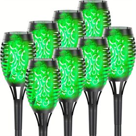 Solar Outdoor Lights, 12LED Solar Torch Lights With Flickering Flame (Color: Green Light, size: 8pcs)