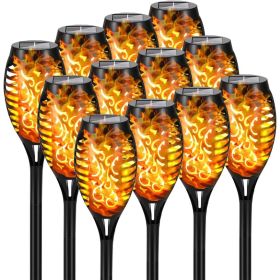 Solar Outdoor Lights, 12LED Solar Torch Lights With Flickering Flame (Color: Yellow Light, size: 12pcs)