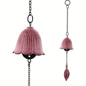 Japanese Cast Iron Wind Chime Hanging Decoration (Color: Pink)