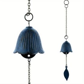 Japanese Cast Iron Wind Chime Hanging Decoration (Color: Blue)