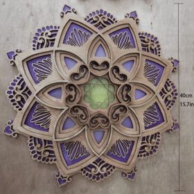 Mandala Wooden Decorative Wall Decor  LED Light (Color: Purple)