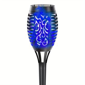 Solar Outdoor Lights, 12LED Solar Torch Lights With Flickering Flame (Color: Blu Ray, size: 1pc)