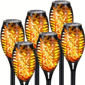 Solar Outdoor Lights, 12LED Solar Torch Lights With Flickering Flame (Color: Yellow Light, size: 6pcs)
