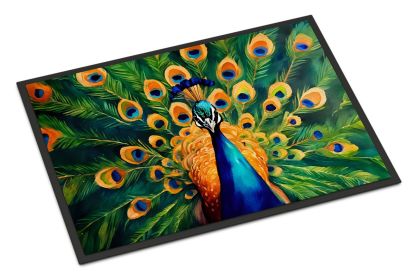 NEW Peacock Doormat Front Door Mat Indoor Outdoor Rugs for Entryway, Non Slip Washable Low Pile, 18H X 27W (Default: Default)