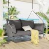 51.9" 2-Person Hanging Seat, Rattan Woven Swing Chair, Porch Swing With Ropes