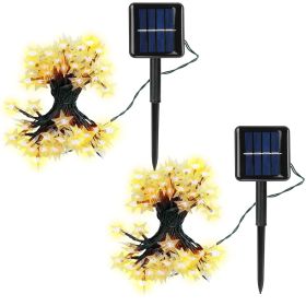 Solar Powered String Lights 39.3FT 100LED Beads Fairy Star Lights 2Pcs (Light Color: Yellow)