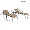 3 Pack Patio Lounge Chair, Outdoor Chaise Lounge with 5 Adjustable Backrest, Sturdy Steel Frame