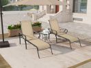 3 Pack Patio Lounge Chair, Outdoor Chaise Lounge with 5 Adjustable Backrest, Sturdy Steel Frame
