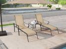 3 Pack Patio Lounge Chair, Outdoor Chaise Lounge with 5 Adjustable Backrest, Sturdy Steel Frame