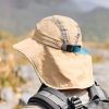Wide Brim Sun Screen Hat With Neck Flap; Adjustable Waterproof Quick-drying Outdoor