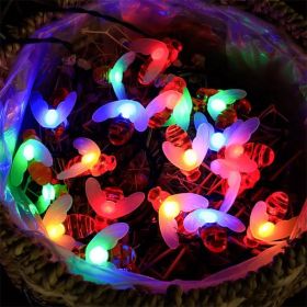Solar String Lights Outdoor Waterproof Simulation Honey Bees 8 Lighting Decor for Garden (Color: colorful, size: 5M20leds)