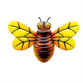 1pc/4pcs, Metal Colorful Bee Wall Decor, Outside Wall Decor (Style: Yellow)