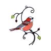 Stained Glass Bird Hanging with Metal Frame for Suncatcher or Outdoor Decor